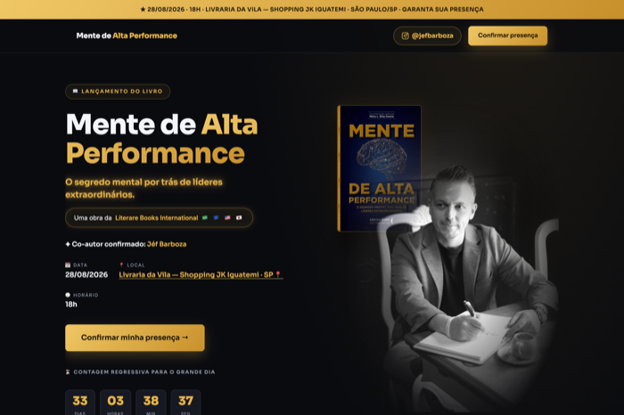 LP de lançamento do livro Mente de Alta Performance